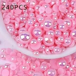 3 Sets Of Pink Pearl Embellishments (240PCS- Each Bag)